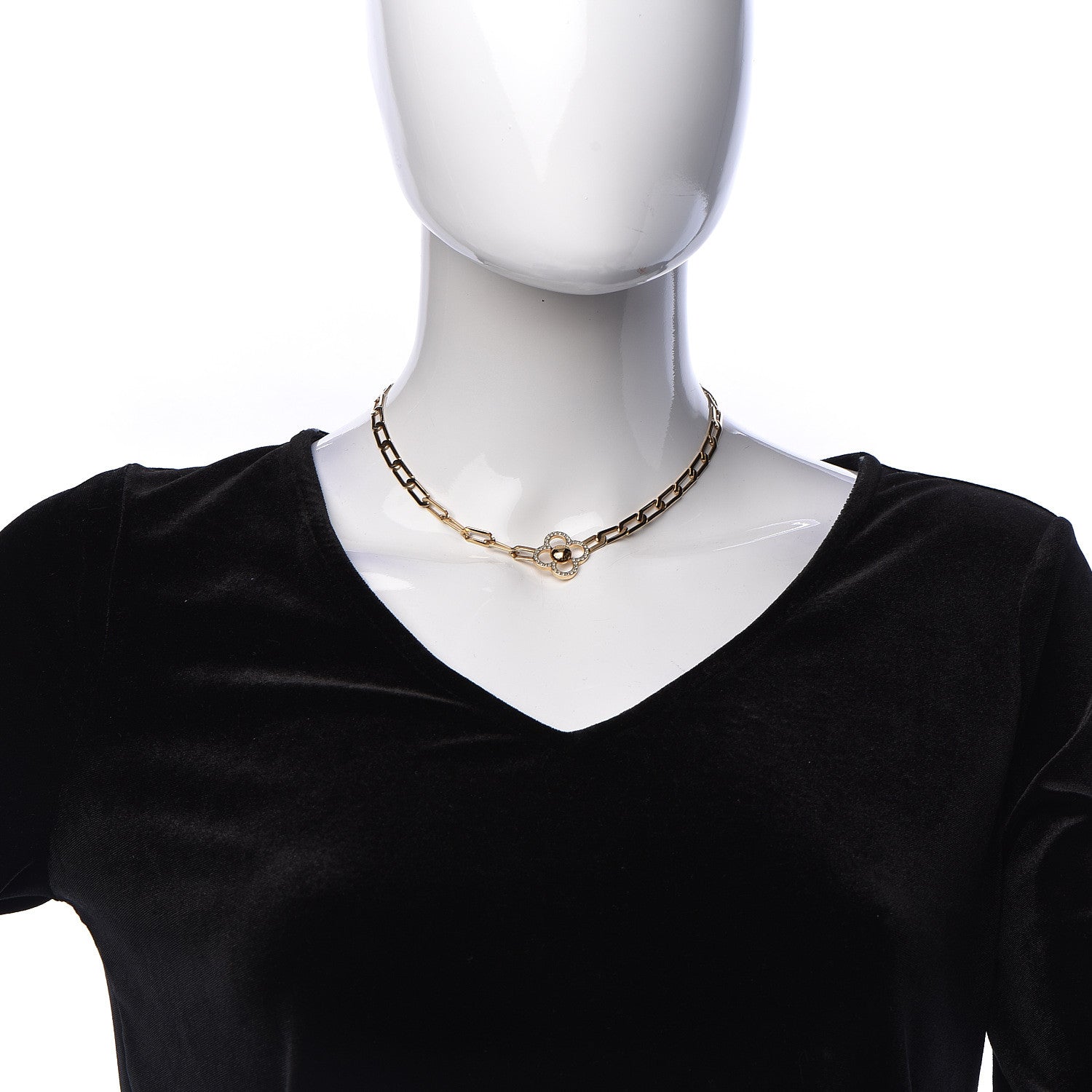 Louis Vuitton Swarovski Crystal Flower Power Necklace Gold 2 of 6