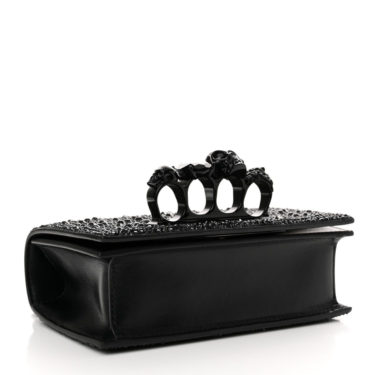 Alexander McQueen Calfskin Crystal Chain Clutch Black 4 of 12