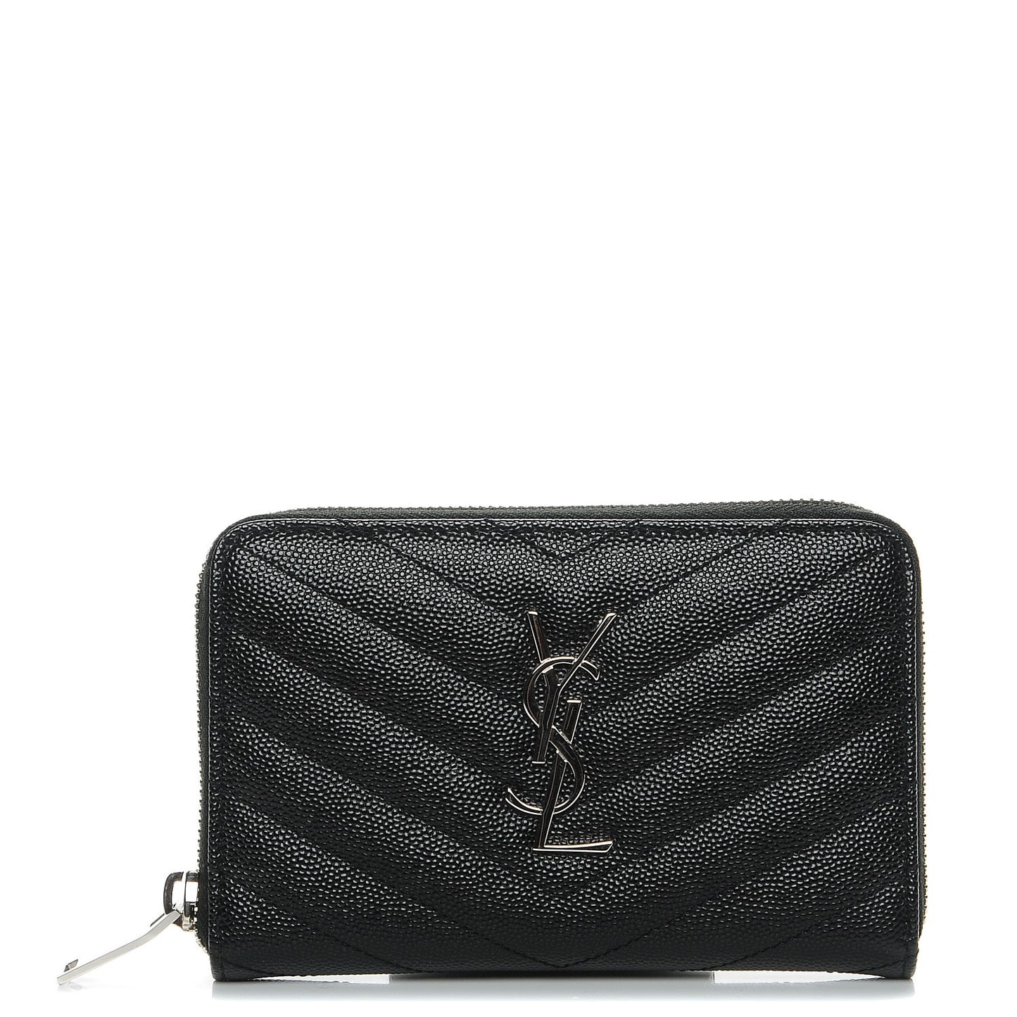 Grain De Poudre Matelasse Chevron Monogram Zip Around Wallet Black