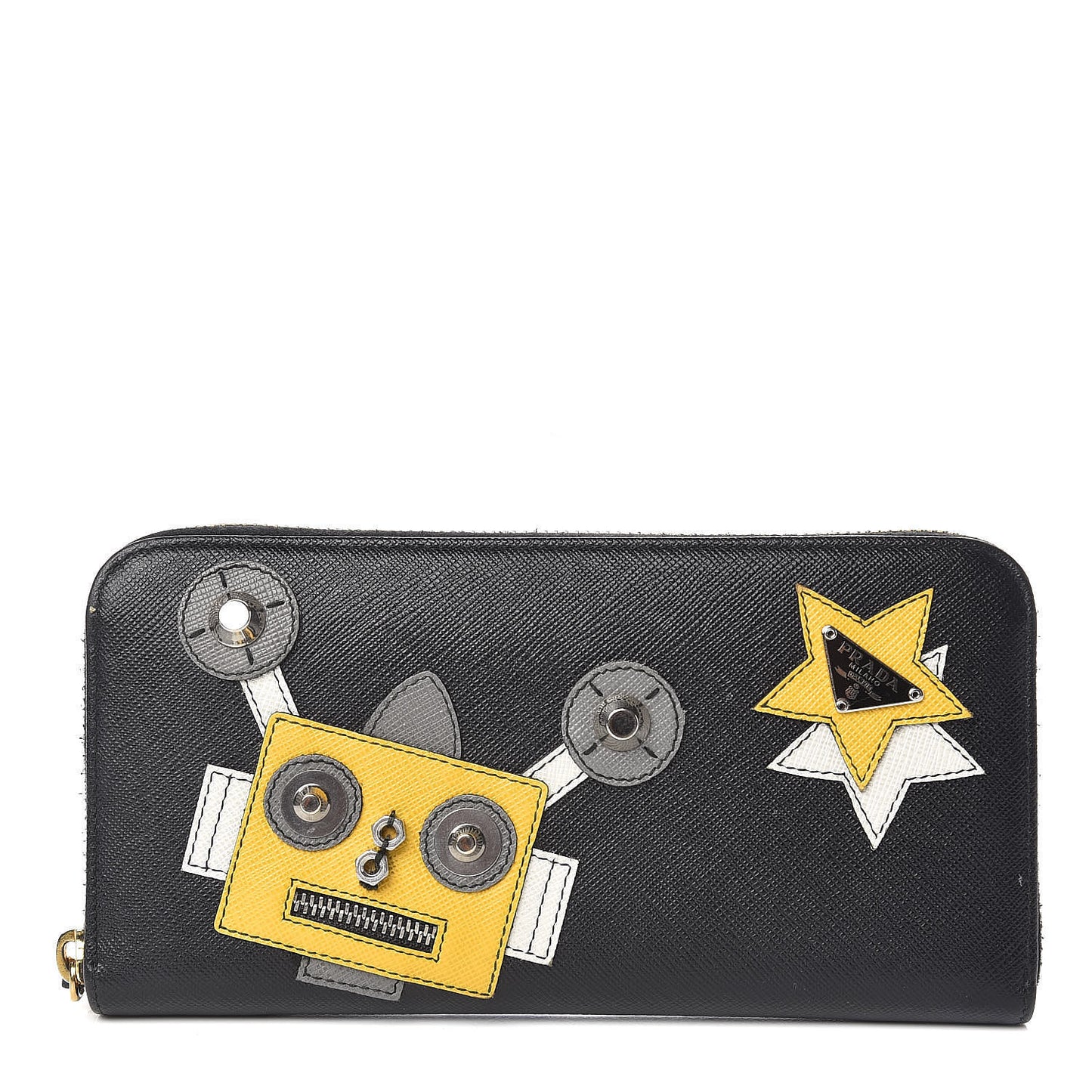 Saffiano Robot Continental Zip Around Wallet Black