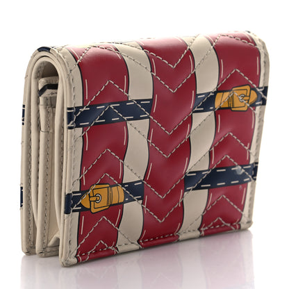 Gucci Calfskin Matelasse Trompe L'Oeil Print GG Marmont Card Case Wallet Off White 3 of 7