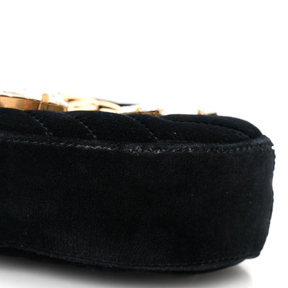 Gucci Velvet Matelasse Marquise Crystals GG Marmont Belt Bag 95 38 Black 10 of 10