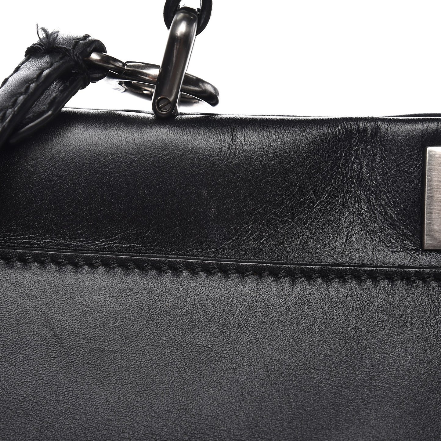 Vitello Suede Large Peekaboo Iconic Satchel Black