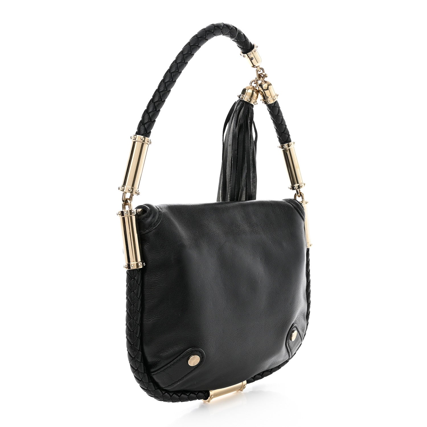 Gucci Calfskin Small Britt Tassel Shoulder Bag Black 3 of 10