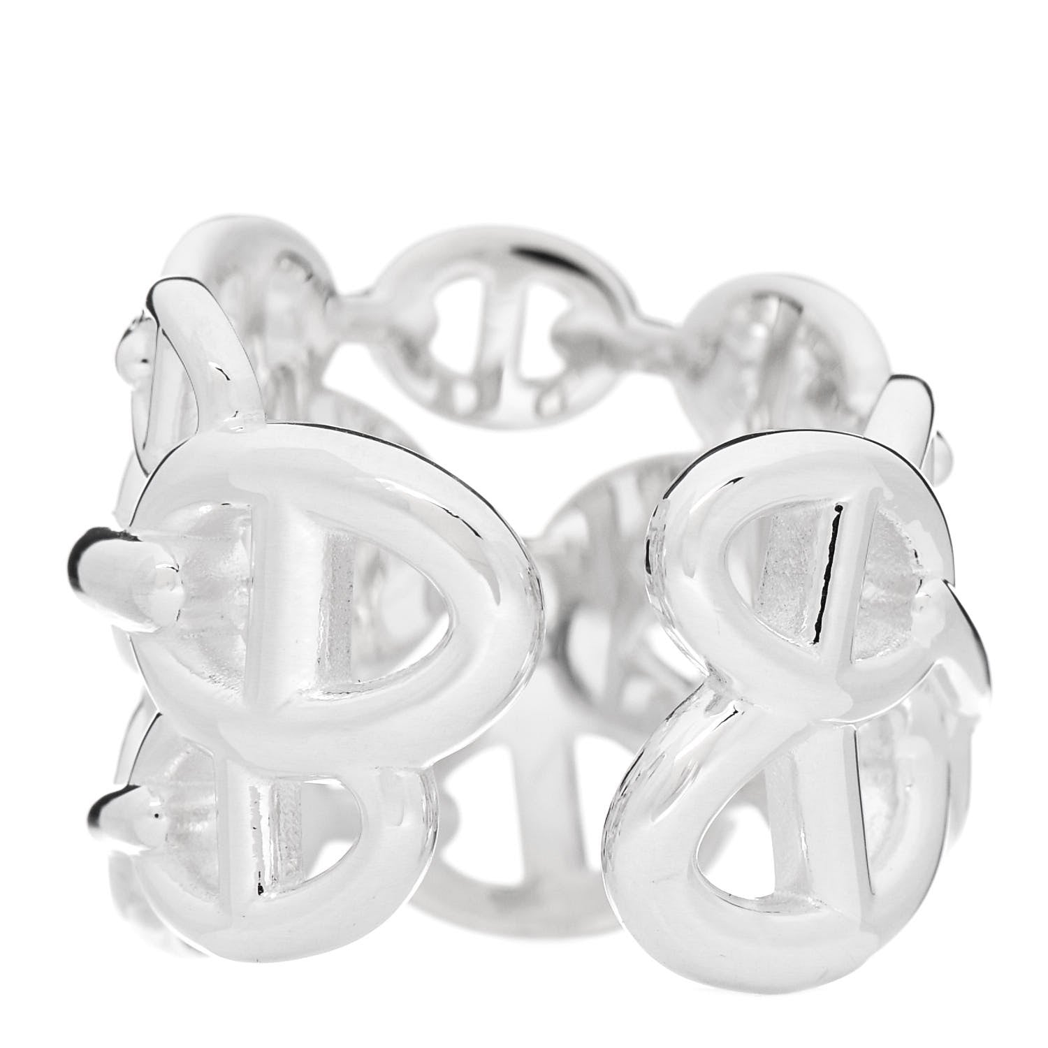 Hermes Sterling Silver GM Chaine d'Ancre Enchainee Band Ring 52 6 2 of 6