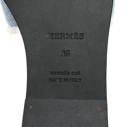 Hermes Denim Oran Fringe Sandals 36 Bleu Clair 8 of 12