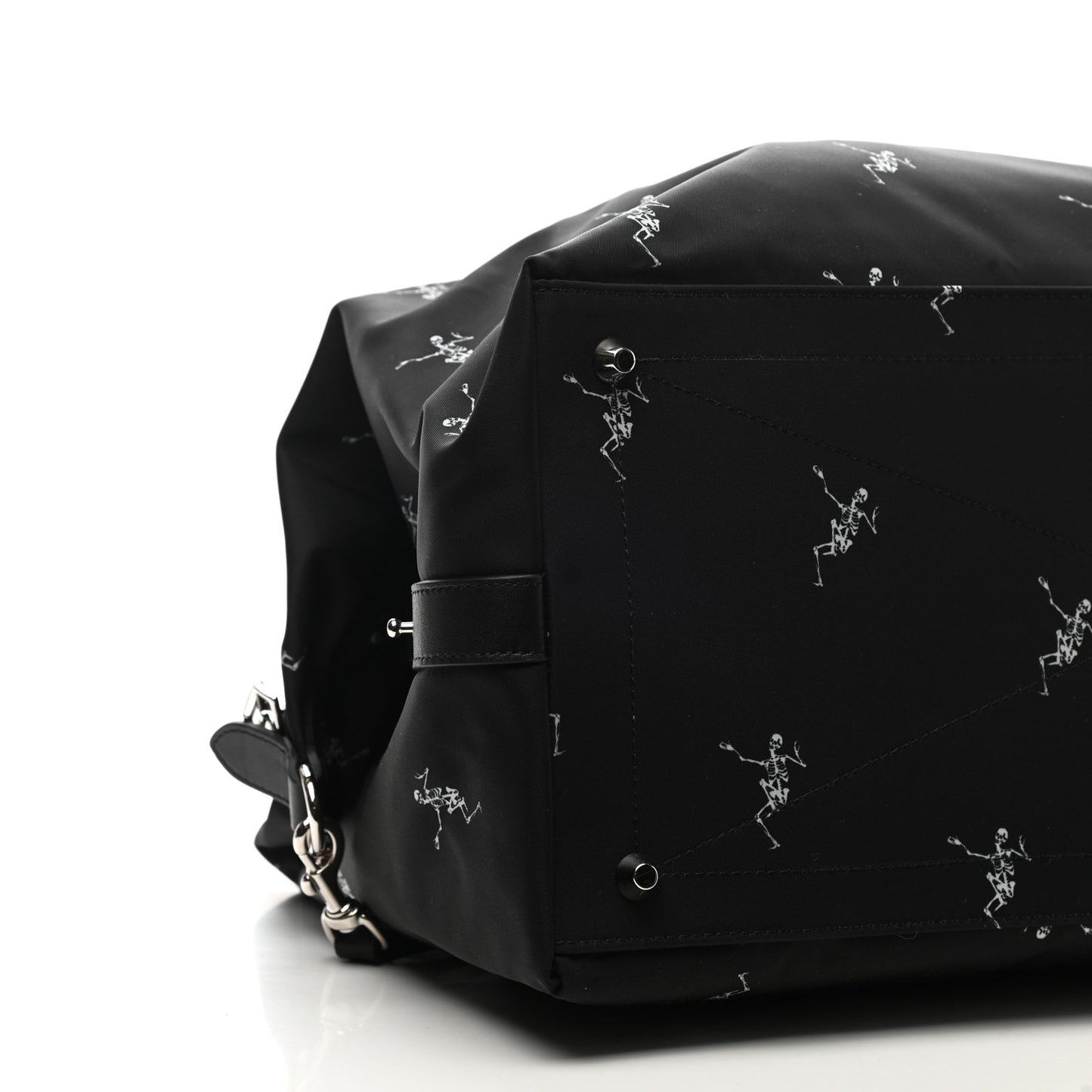 Nylon Dancing Skeleton Duffle Black White
