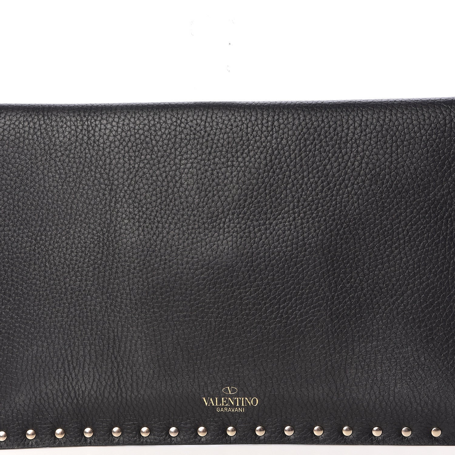 Valentino Garavani Pebbled Calfskin Large Rockstud Envelope Clutch Black 7 of 9