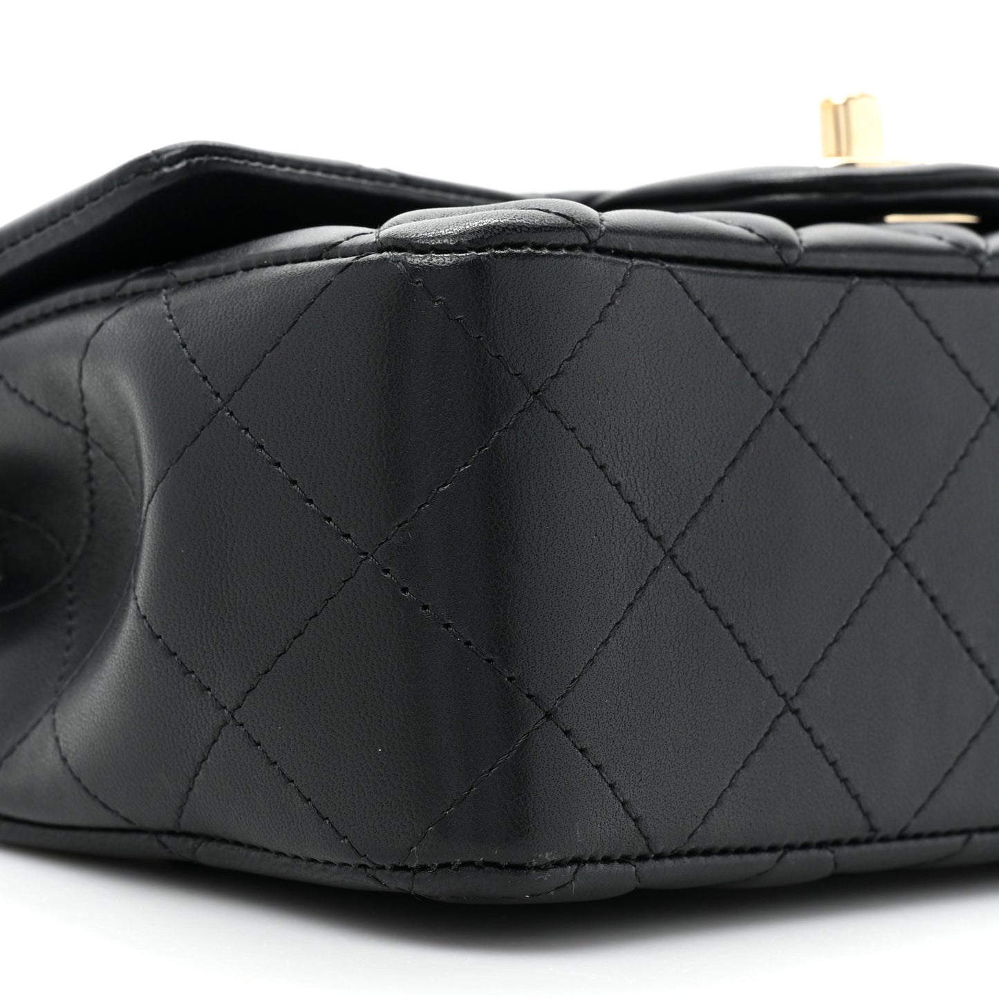 Lambskin Quilted Mini Rectangular Flap Black
