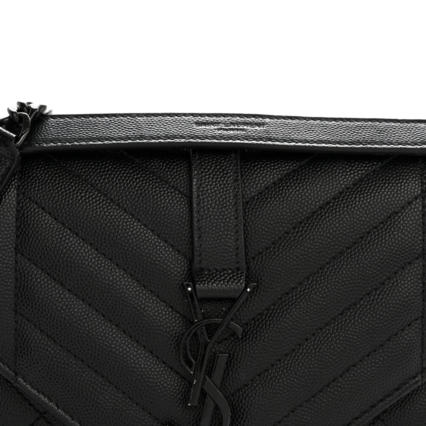 Grain De Poudre Textured Mixed Matelasse Triquilt Medium Monogram Monochrome Satchel Black
