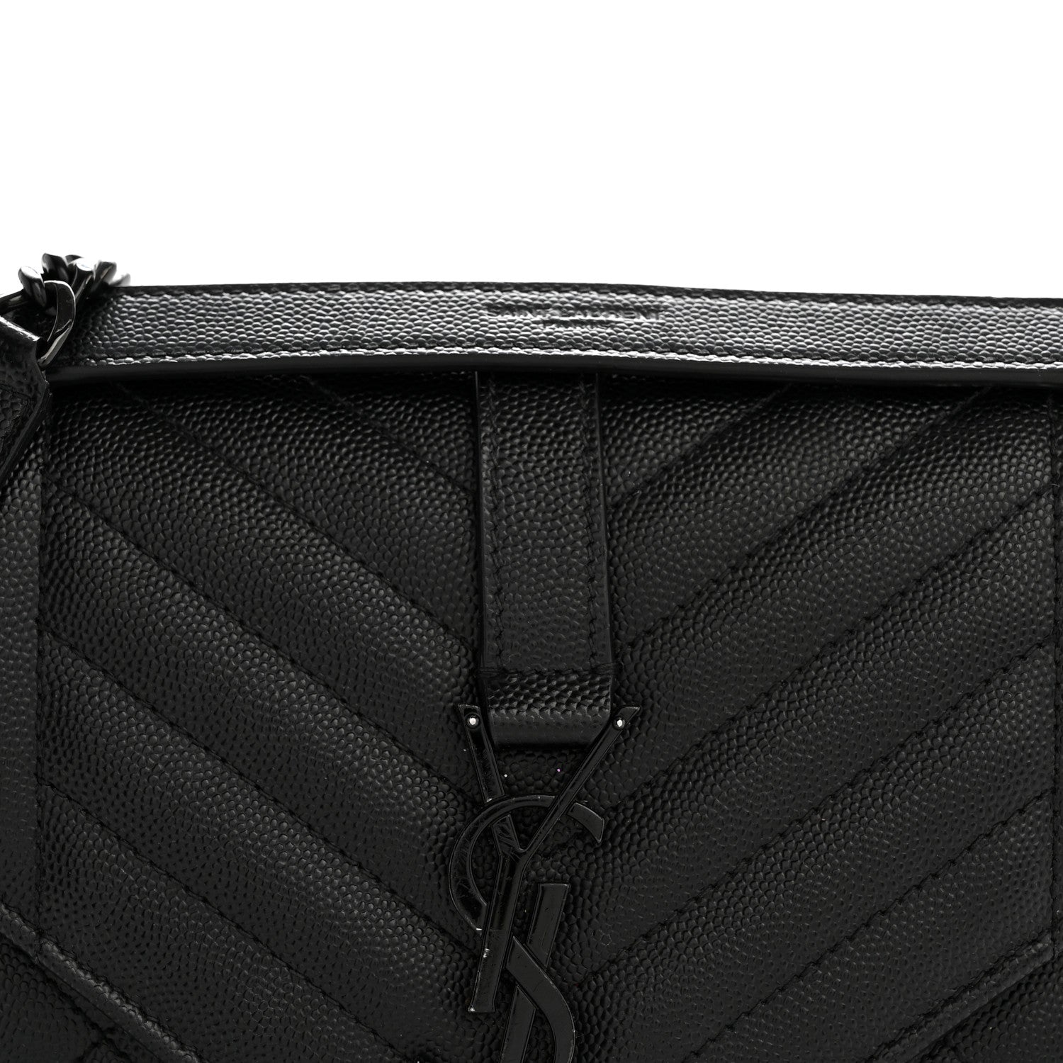 Saint Laurent Grain De Poudre Textured Mixed Matelasse Triquilt Medium Monogram Monochrome Satchel Black 8 of 13