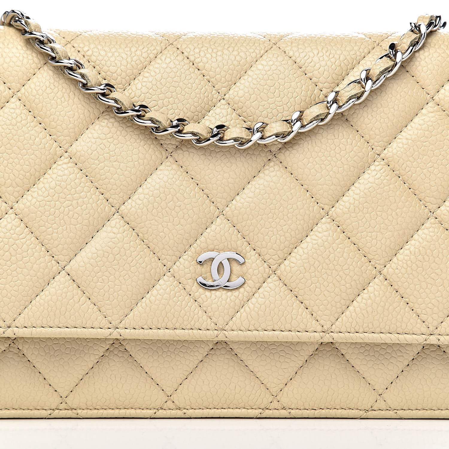 Chanel Caviar Quilted Wallet On Chain WOC Light Beige 11 of 11