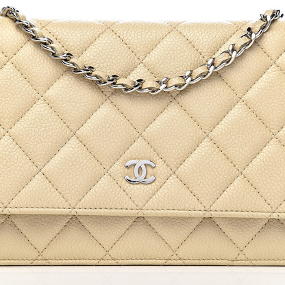 Chanel Caviar Quilted Wallet On Chain WOC Light Beige 11 of 11