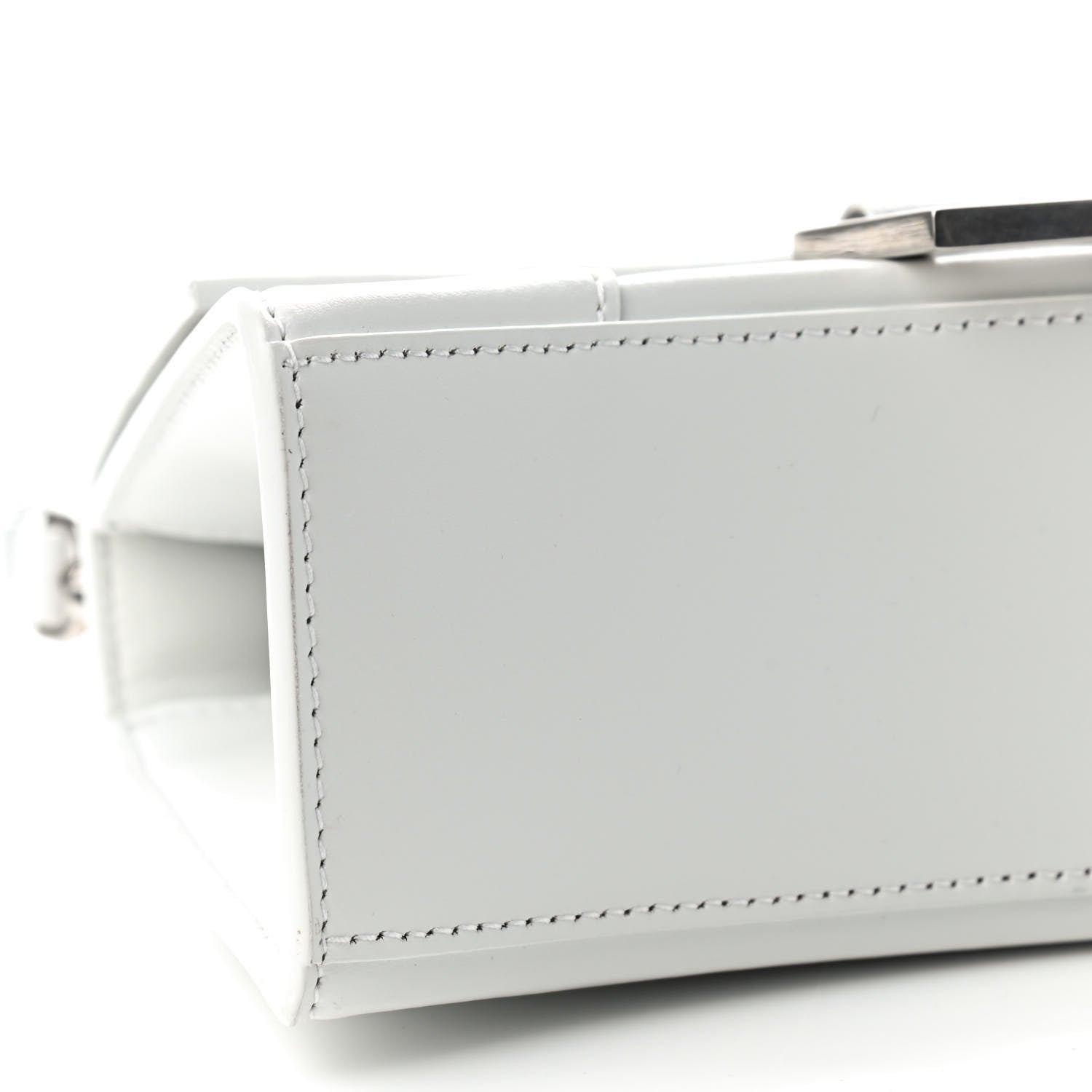 Balenciaga Box Calfskin Graffiti Logo Hourglass Top Handle Bag XS White Light Silver 4 of 7