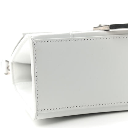 Balenciaga Box Calfskin Graffiti Logo Hourglass Top Handle Bag XS White Light Silver 4 of 7
