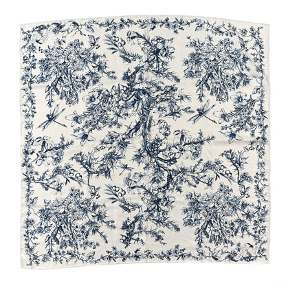 Christian Dior Silk Toile De Jouy Scarf Blue 1 of 3