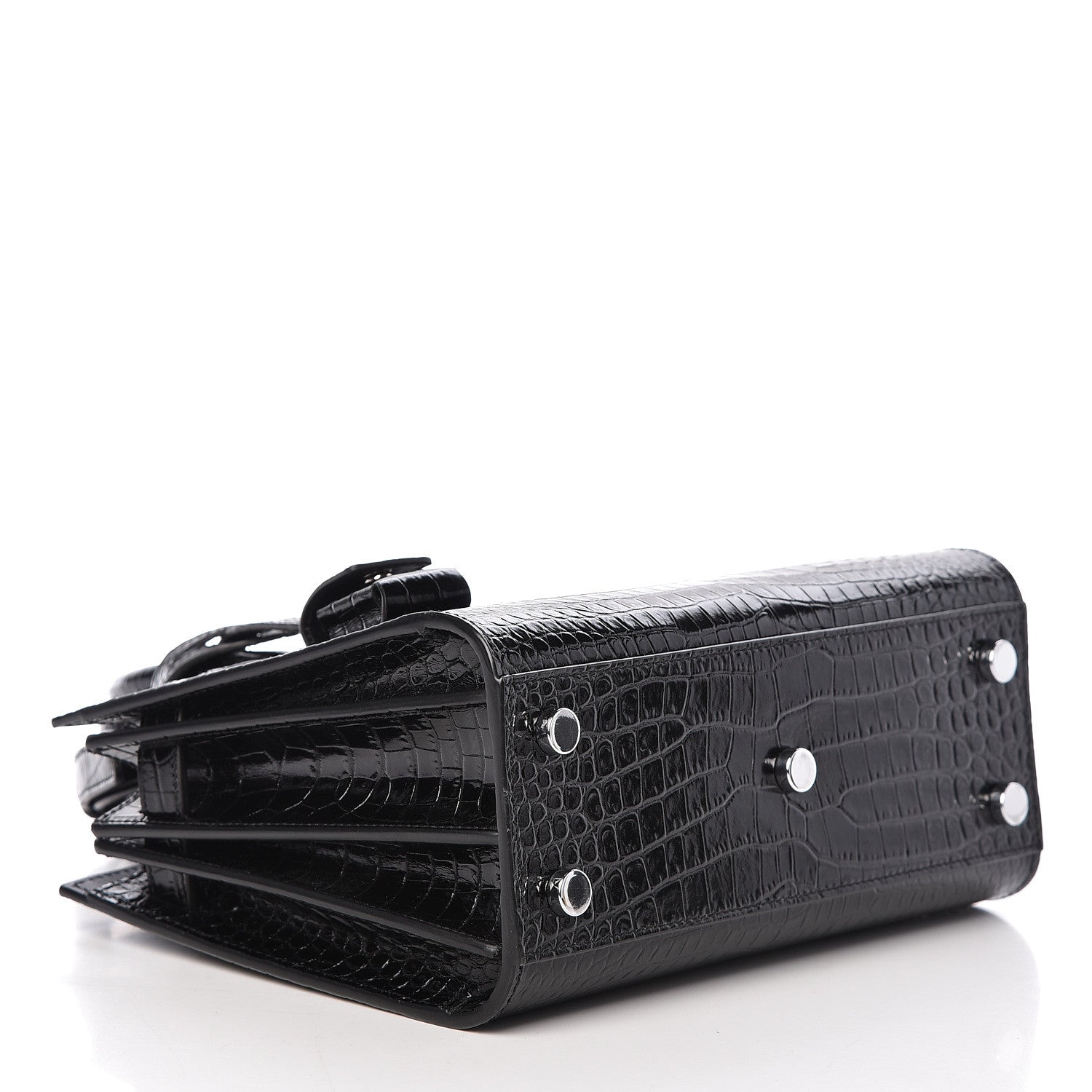 Saint Laurent Calfskin Crocodile Embossed Nano Sac De Jour Black 4 of 10