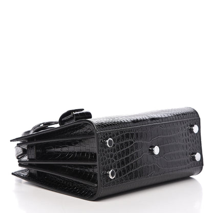Saint Laurent Calfskin Crocodile Embossed Nano Sac De Jour Black 4 of 10
