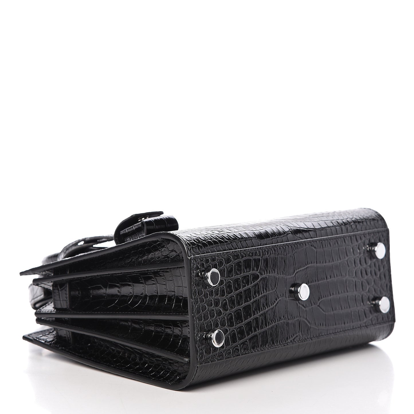 Calfskin Crocodile Embossed Nano Sac De Jour Black