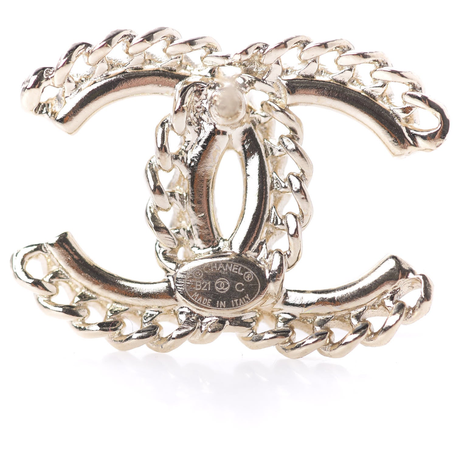 Chanel Crystal Chain CC Earrings Gold 4 of 5