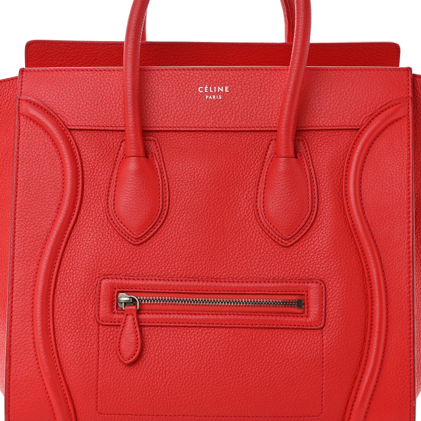Drummed Calfskin Mini Luggage Coquelicot