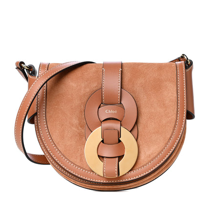 Chloe Shiny Calfskin Small Darryl Saddle Crossbody Bag Arizona Brown 1 of 4