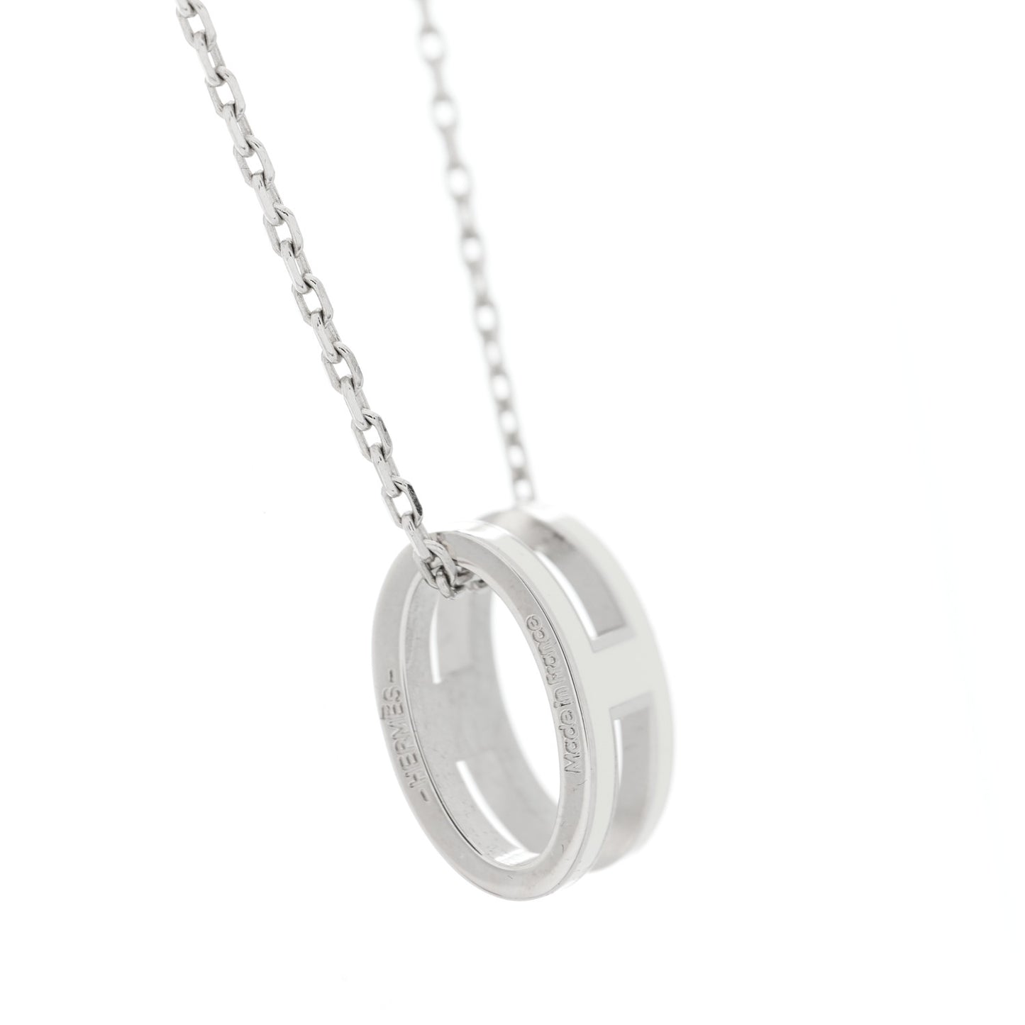 Lacquered Palladium Mini Pop H Pendant Necklace White