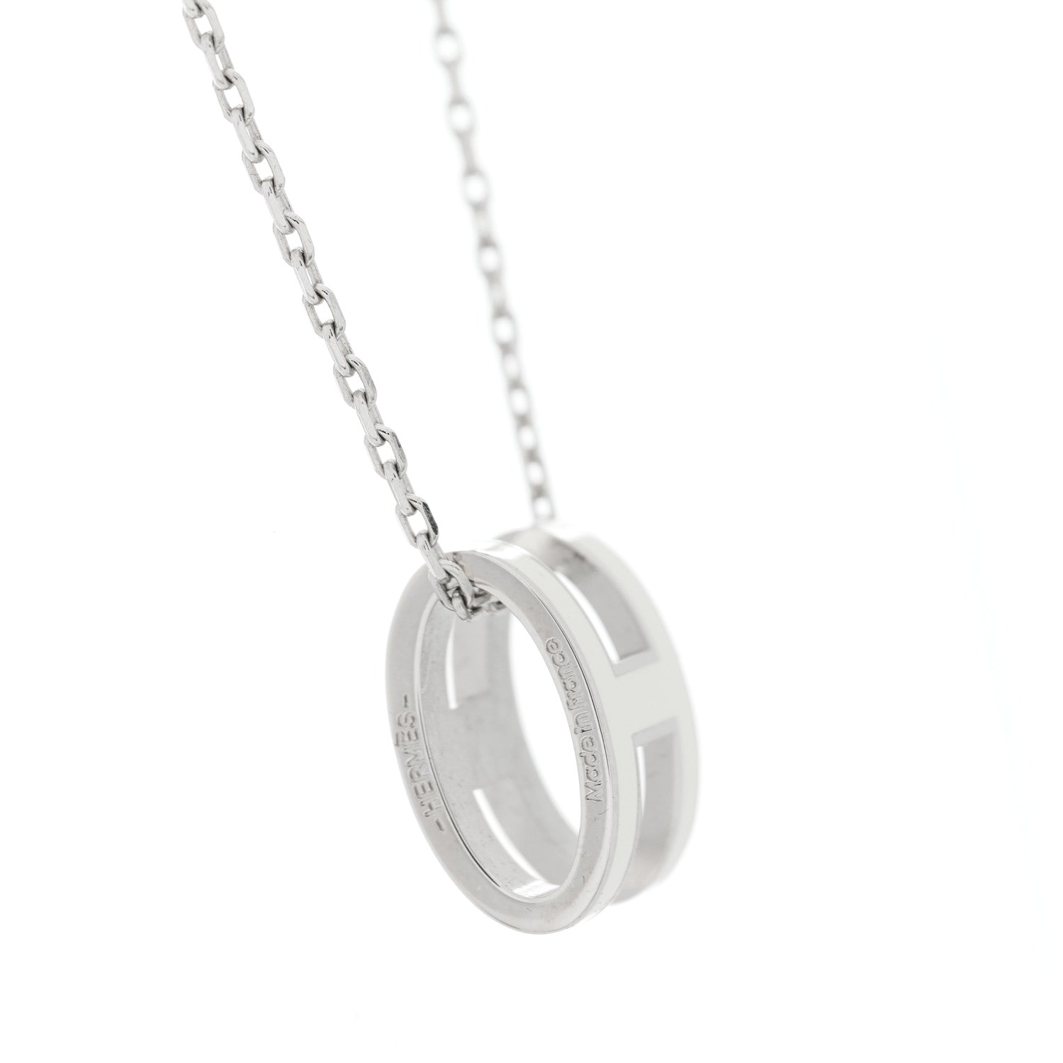 Hermes Lacquered Palladium Mini Pop H Pendant Necklace White 4 of 4