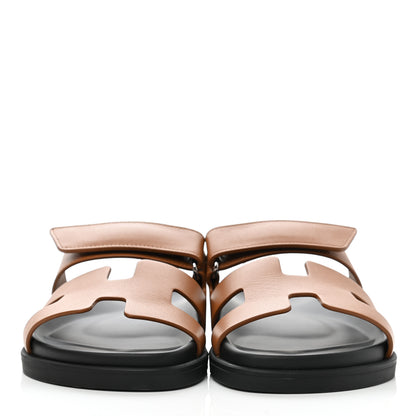 Hermes Calfskin Womens Chypre Sandals 36.5 Naturel 2 of 9