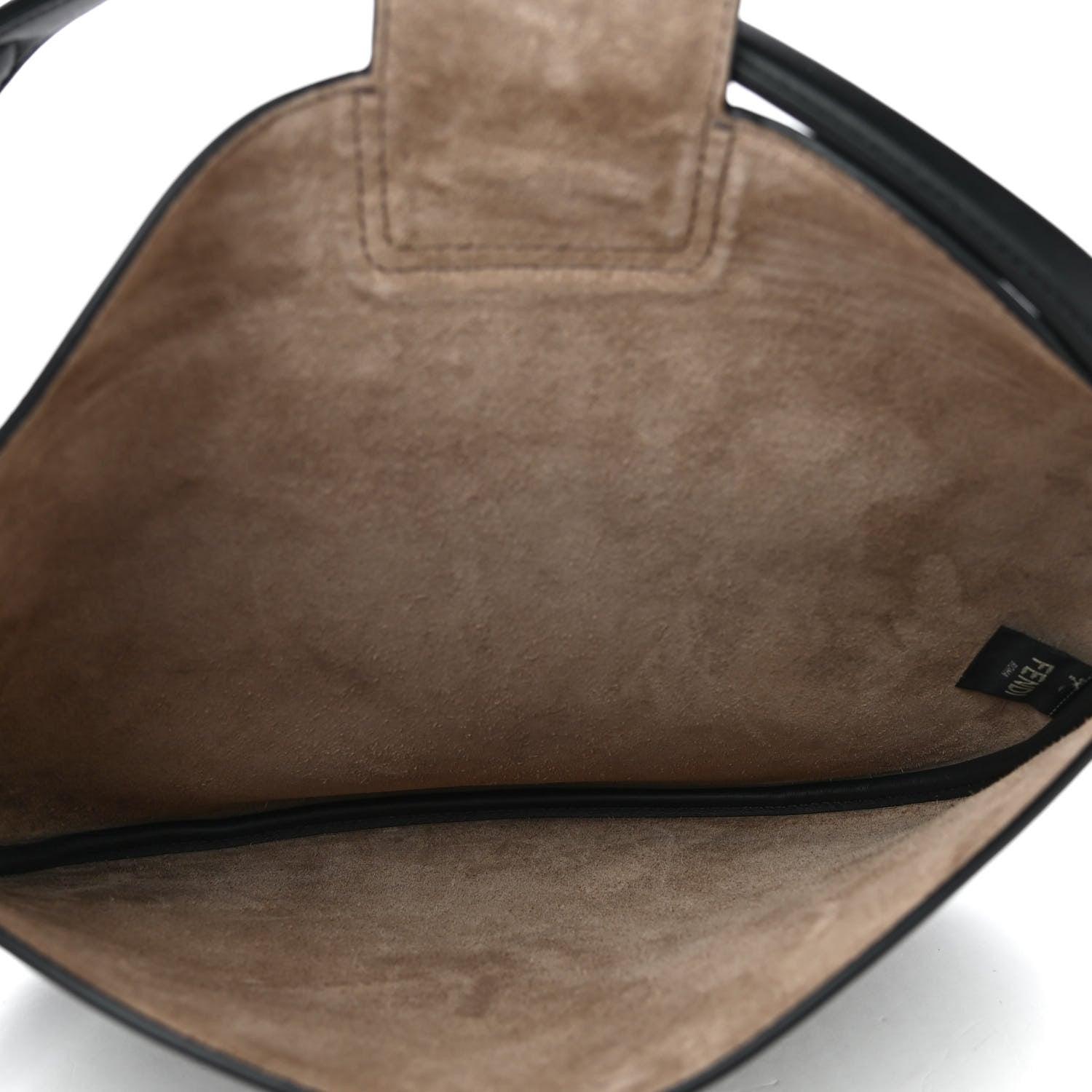 Fendi Vitello Grace Suede Small Croissant Hobo Black 4 of 4