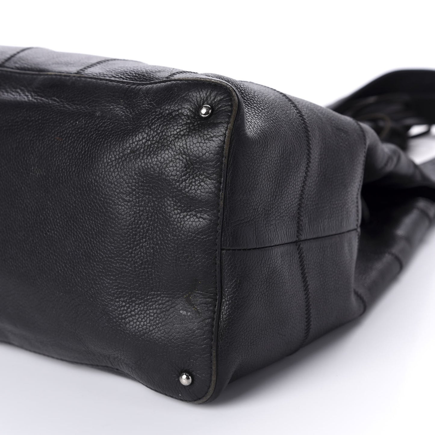 Calfskin Square Stitched Tassel Bag Black