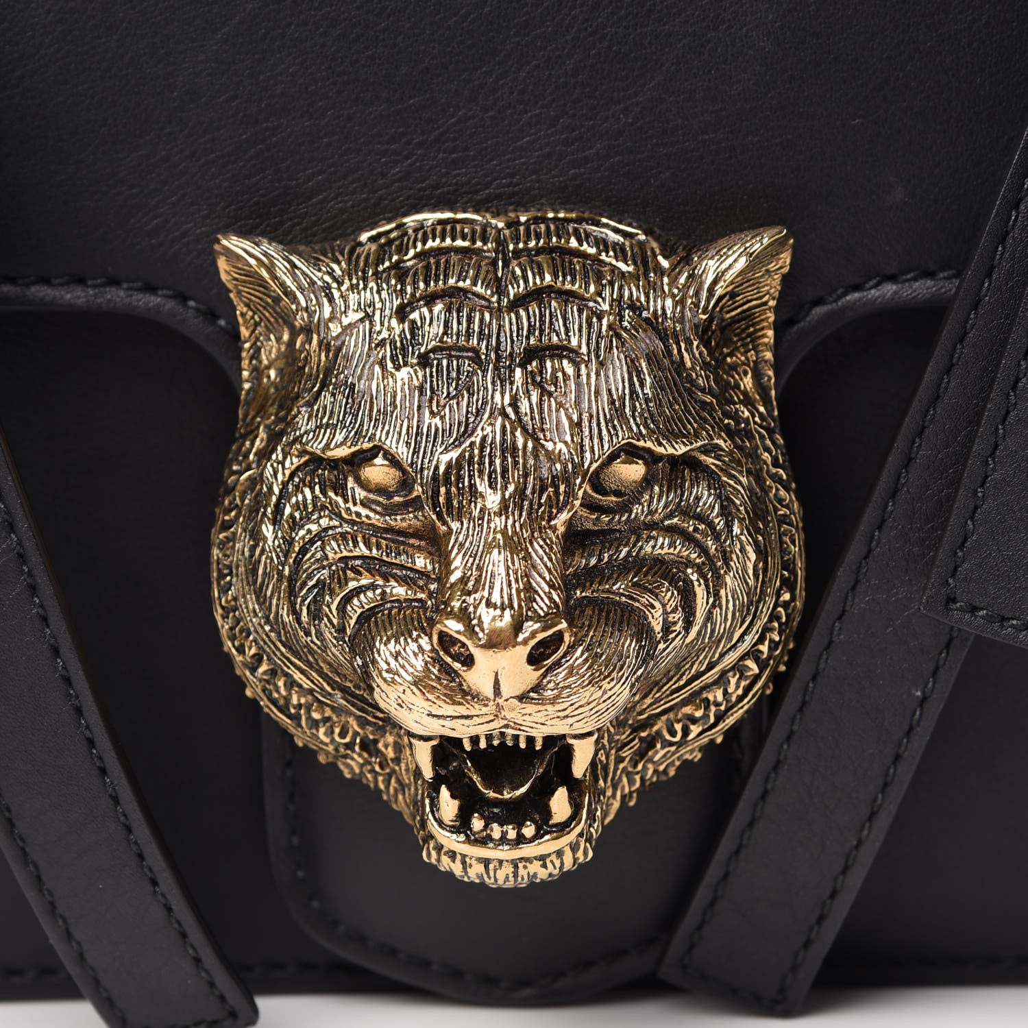 Gucci Calfskin Animalier Shoulder Bag Black 8 of 12