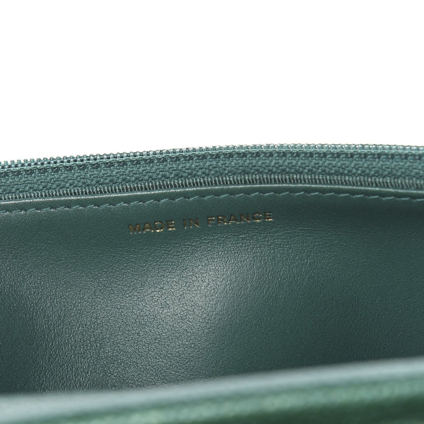 Metallic Caviar Quilted Wallet On Chain WOC Green