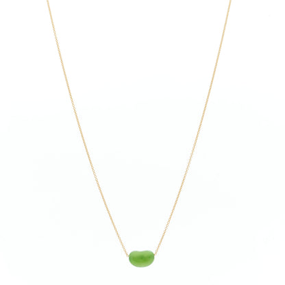 Tiffany 18K Yellow Gold Green Jade 9mm Elsa Peretti Bean Pendant Necklace 1 of 6