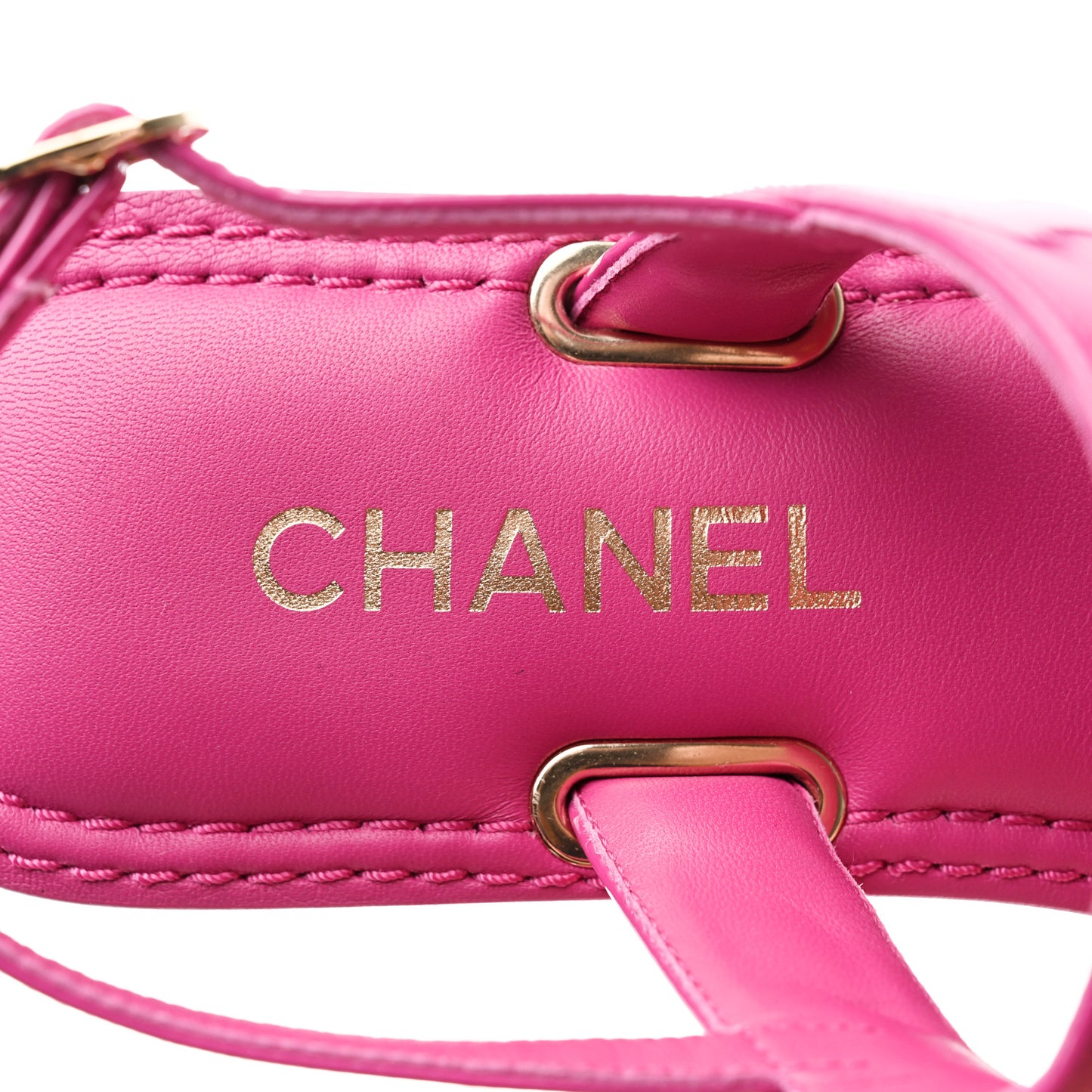 Lambskin Patent Chain CC Logo Thong Flat Sandals 39.5 Pink