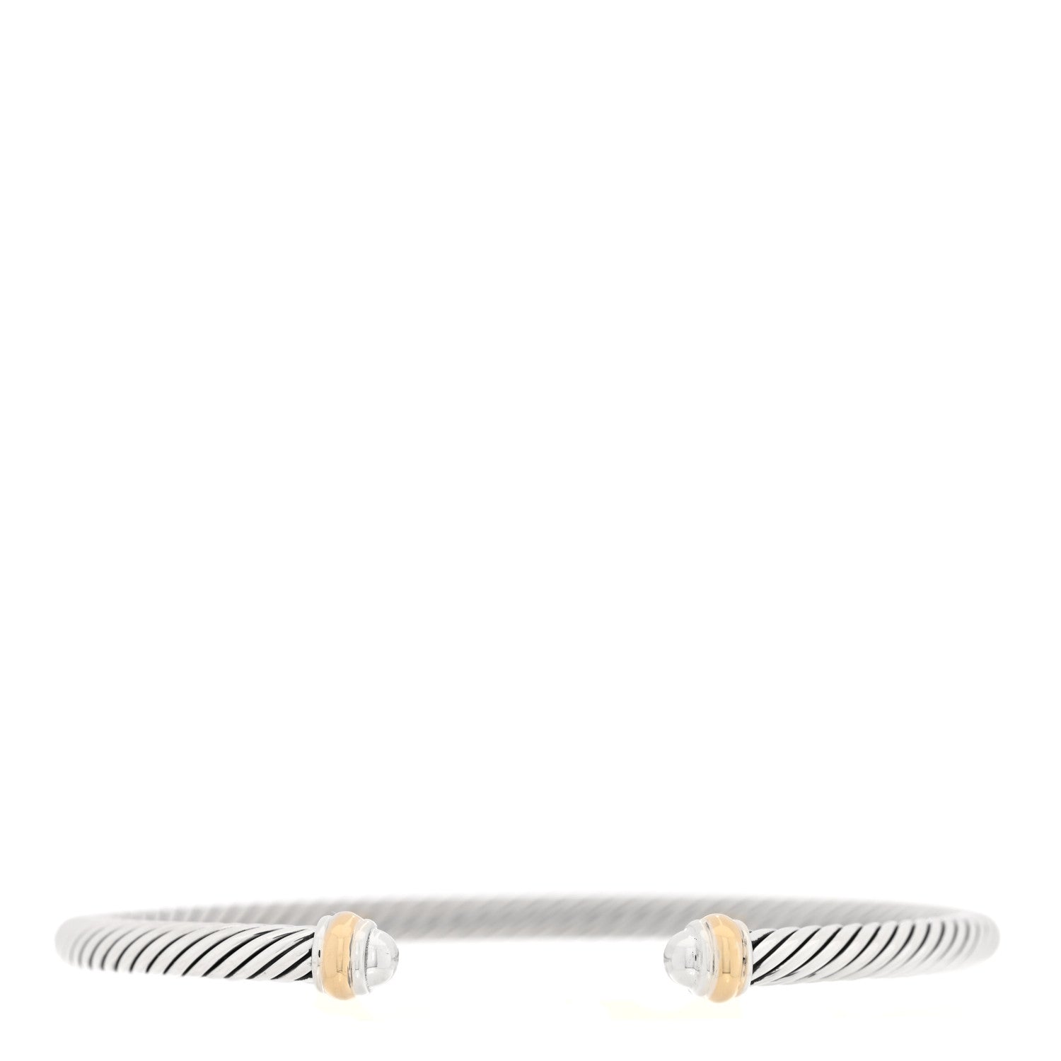 David Yurman Sterling Silver 18K Yellow Gold 4mm Cable Classics Bracelet 1 of 3