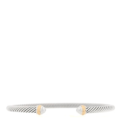 David Yurman Sterling Silver 18K Yellow Gold 4mm Cable Classics Bracelet 1 of 3
