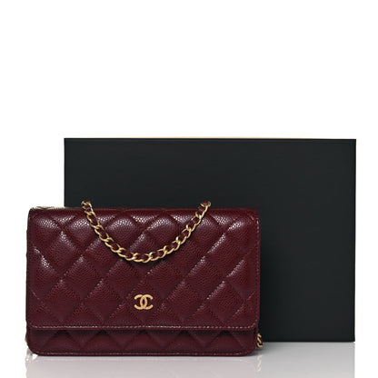 Chanel Caviar Quilted Wallet on Chain WOC Burgundy 14 of 14