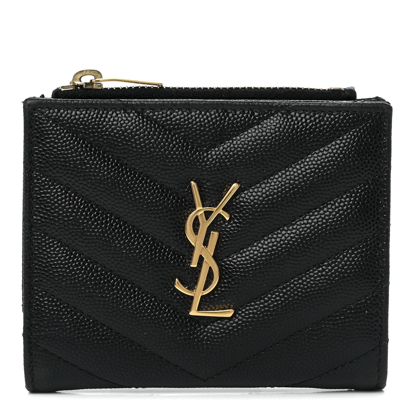 Grain De Poudre Matelasse Chevron Monogram Zipped Card Case Black