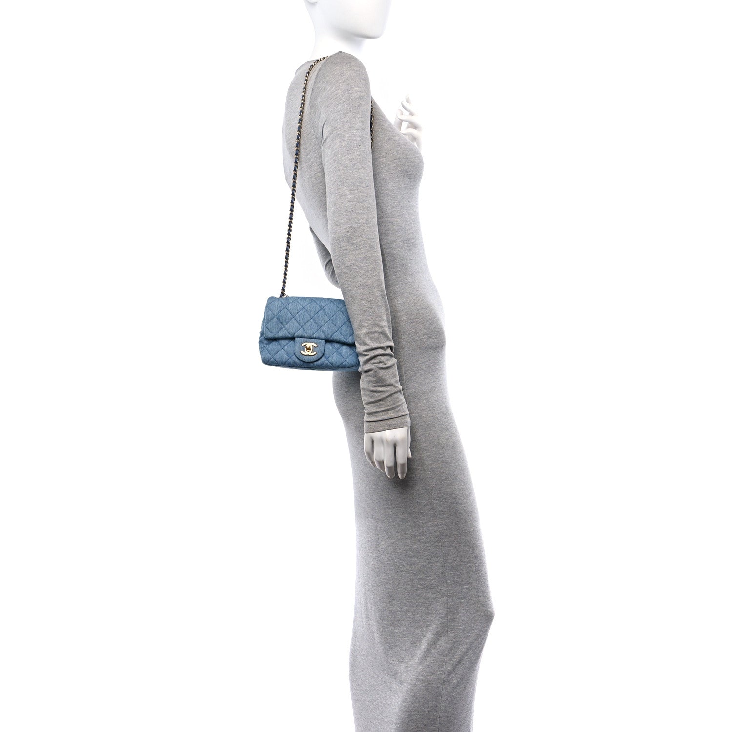 Chanel Denim Quilted Mini Pearl Crush Flap Blue 2 of 11