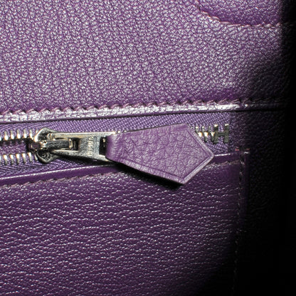 Hermes Taurillon Clemence Birkin 35 Ultraviolet 6 of 10