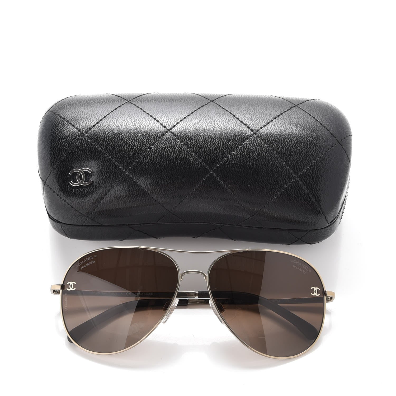 Chanel Polarized CC Aviator Sunglasses 4189-T-Q Pale Gold 9 of 9