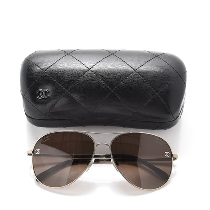 Chanel Polarized CC Aviator Sunglasses 4189-T-Q Pale Gold 9 of 9