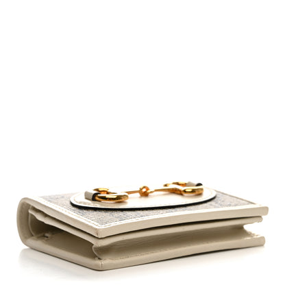 Gucci GG Supreme Monogram Azalea Calfskin Horsebit 1955 Card Case Wallet Beige Ebony Mystic White 4 of 7