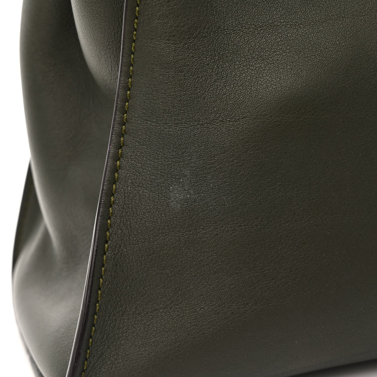 Fendi Vitello Seta Shiny Nappa Medium Peekaboo Iconic Satchel Verde Prato Makeup 13 of 18