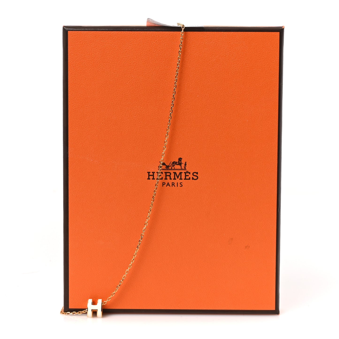 Lacquered Gold Mini Pop H Pendant Necklace White