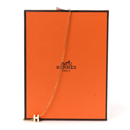 Hermes Lacquered Gold Mini Pop H Pendant Necklace White 5 of 5