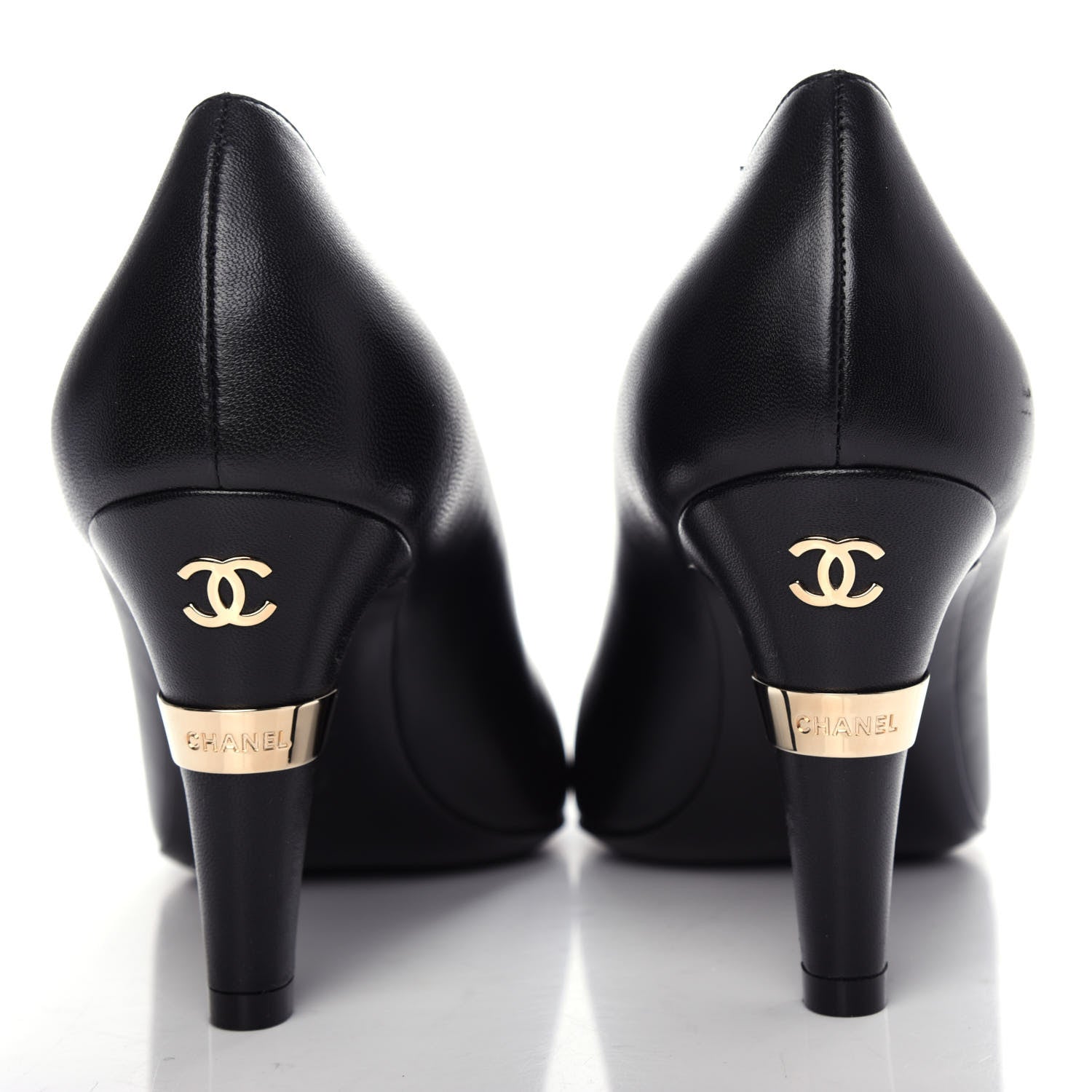 Chanel Lambskin Patent Cap Toe Pearl Pumps 37 Black 7 of 10