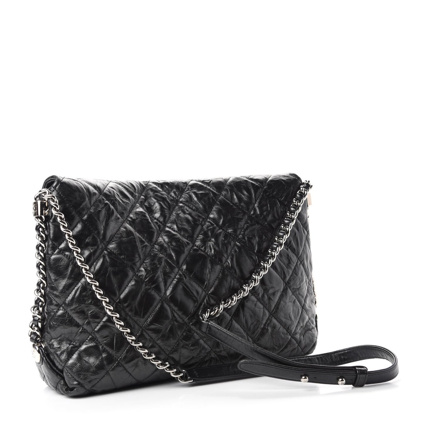 Crackled Aged Calfskin Big Bang Flap Black
