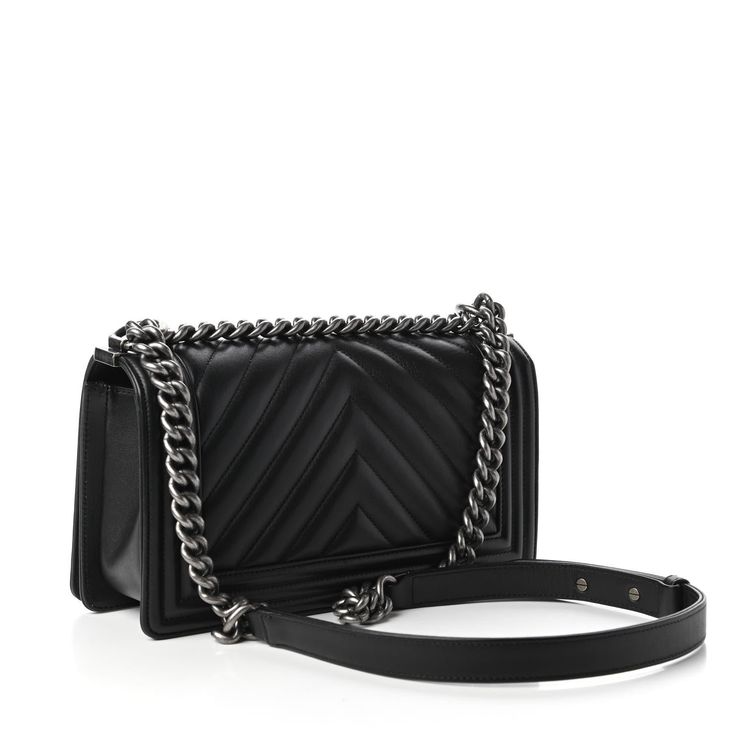 Chanel Calfskin Chevron Quilted Medium Boy Flap Black 3 of 11